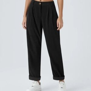 Black High-Waisted Wide-Leg Trousers